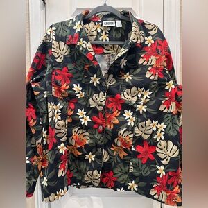 Chico’s Design Floral Button-Up Shirt Jacket